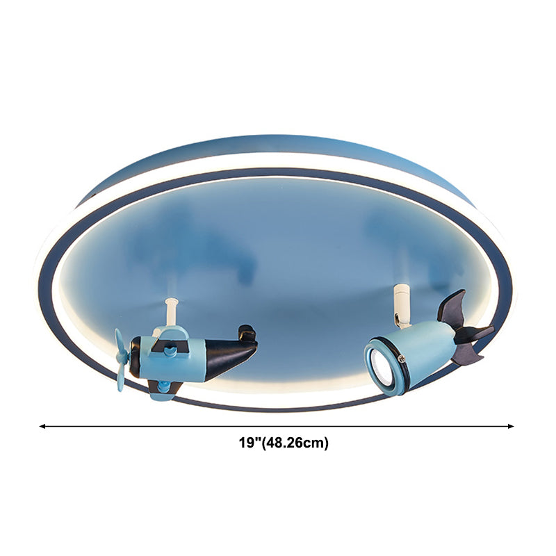 Children Room Flush-mount Lamp Creative Cartoon LED Ceiling Lamp in Blue
