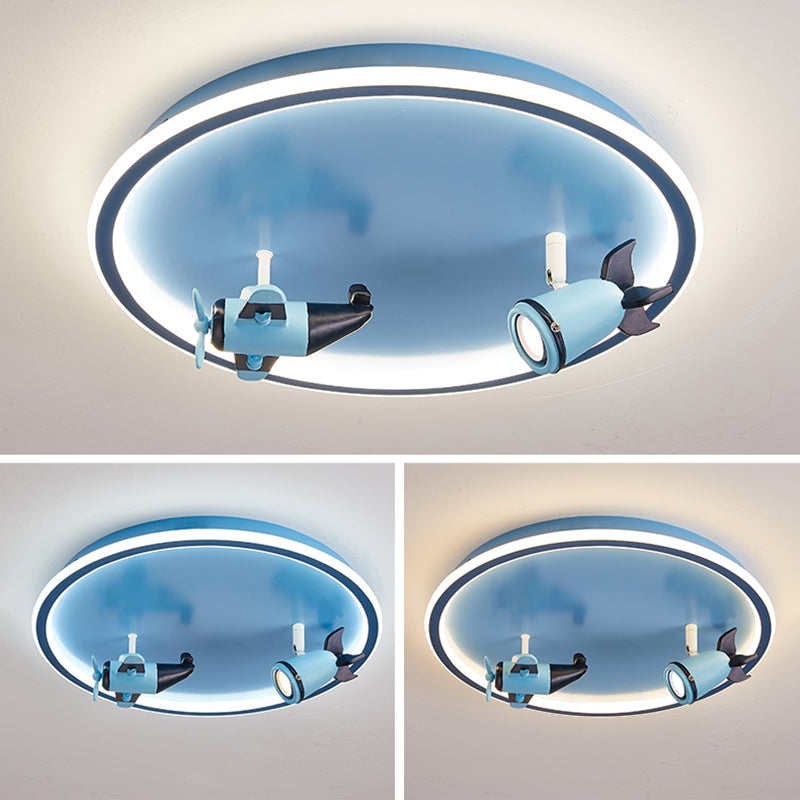 Children Room Flush-mount Lamp Creative Cartoon LED Ceiling Lamp in Blue