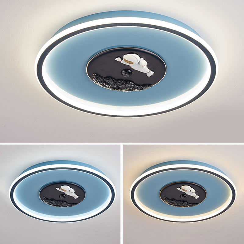 Children Room Flush-mount Lamp Creative Cartoon LED Ceiling Lamp in Blue
