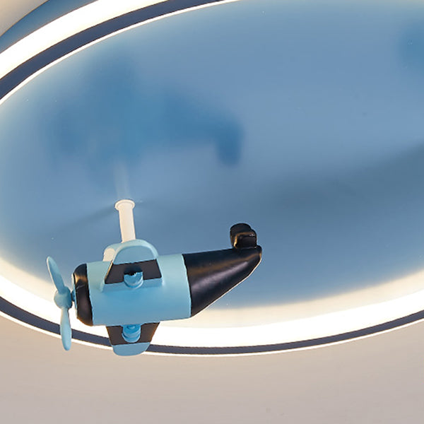Children Room Flush-mount Lamp Creative Cartoon LED Ceiling Lamp in Blue
