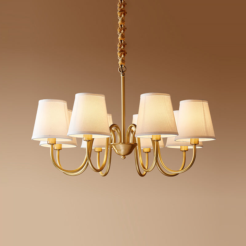 Multi-Head Chandelier Lighting Fixtures American Style Suspension Light with White Fabric Shade