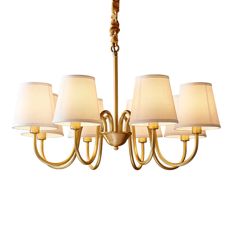 Multi-Head Chandelier Lighting Fixtures American Style Suspension Light with White Fabric Shade
