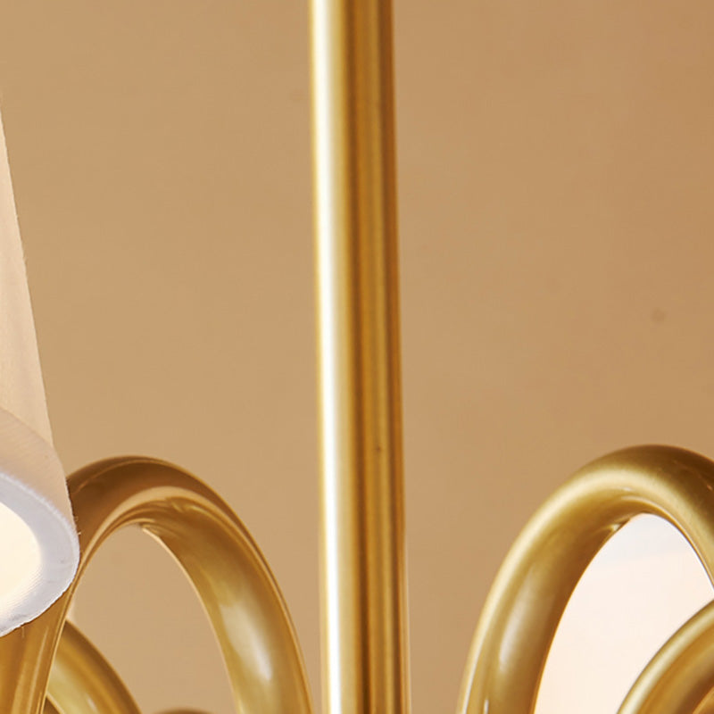 Multi-Head Chandelier Lighting Fixtures American Style Suspension Light with White Fabric Shade