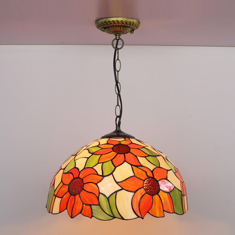 Tiffany Style Pendant Lamp with Glass Shade Dinning Room Suspension Lighting Fixture
