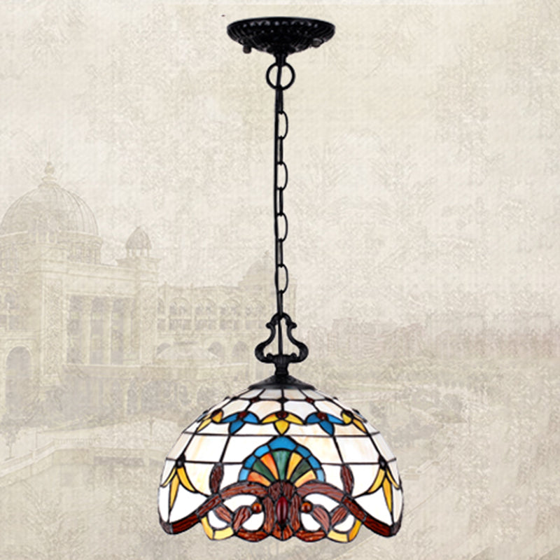 Tiffany Style Pendant Lamp with Glass Shade Dinning Room Suspension Lighting Fixture