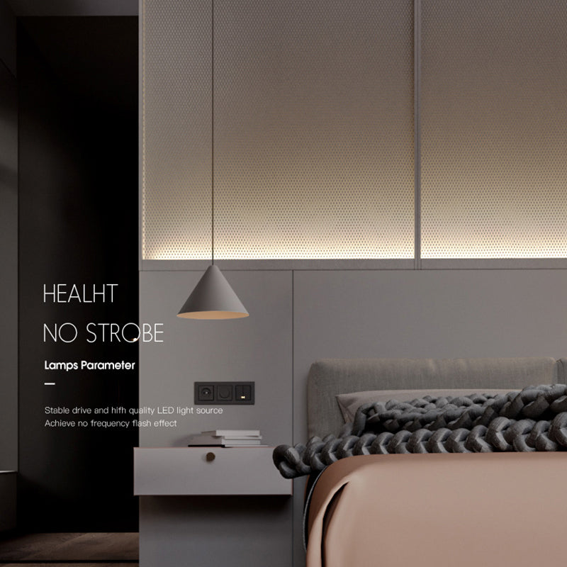 LED CONICA COMENTIVA Luz moderno de estilo simple de estilo colgante de dormitorio