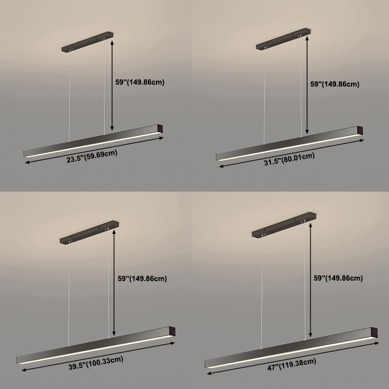Modern Simple Style Island Lamp Long Strip LED Hanging Light for Dining Room