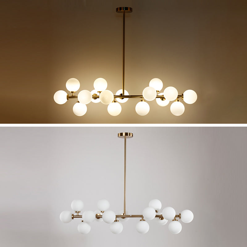 Contemporary Simple Island Light 16-Bulbs Globe Shade Pendant Lights for Dining Room