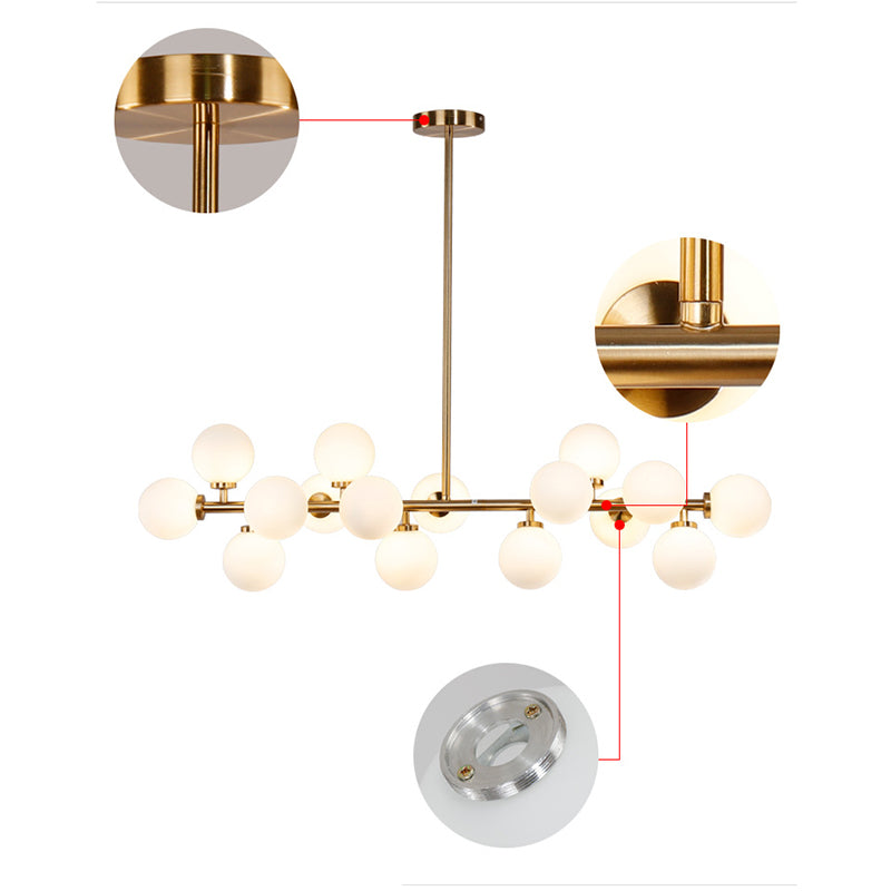 Contemporary Simple Island Light 16-Bulbs Globe Shade Pendant Lights for Dining Room