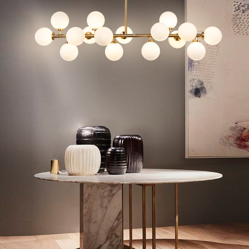 Contemporary Simple Island Light 16-Bulbs Globe Shade Pendant Lights for Dining Room