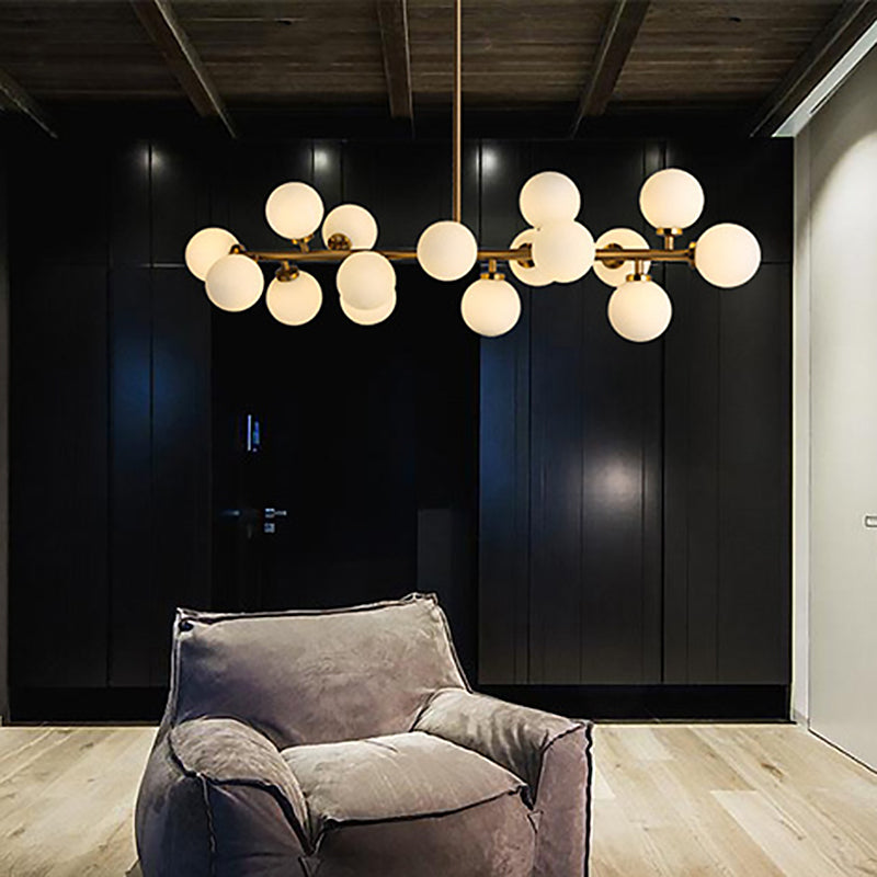 Contemporary Simple Island Light 16-Bulbs Globe Shade Pendant Lights for Dining Room