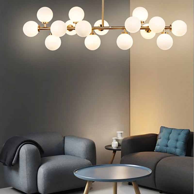 Contemporary Simple Island Light 16-Bulbs Globe Shade Pendant Lights for Dining Room