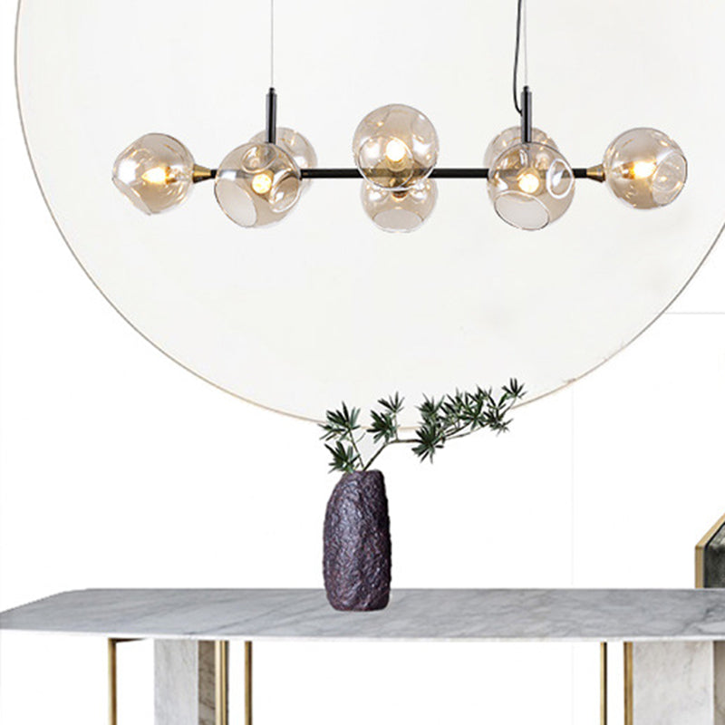 Contemporary Glass Island Light Globe Shade Dining Room Lighting Fixture