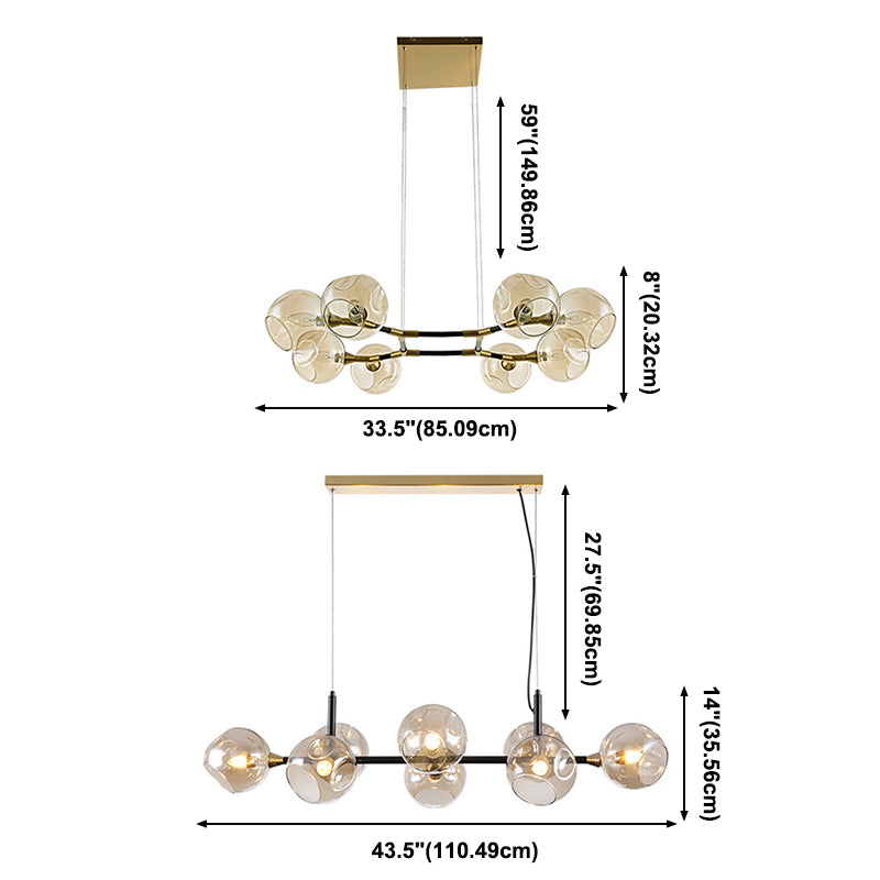 Contemporary Glass Island Light Globe Shade Dining Room Lighting Fixture