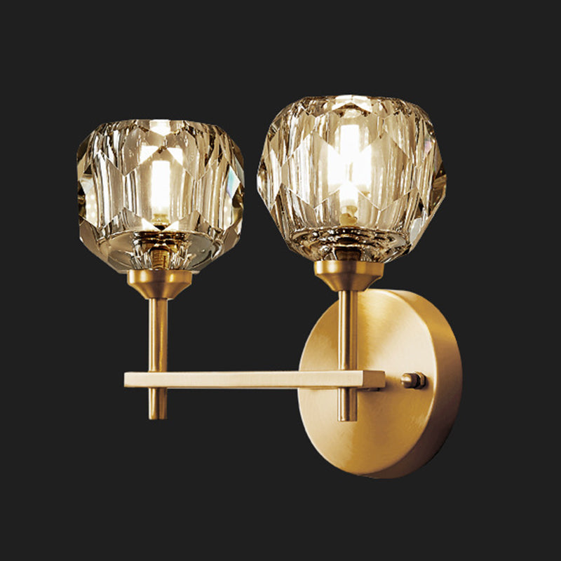 Ball Shape Sconce Light Fixture Post-Modern Style Beveled Crystal Wall Lights