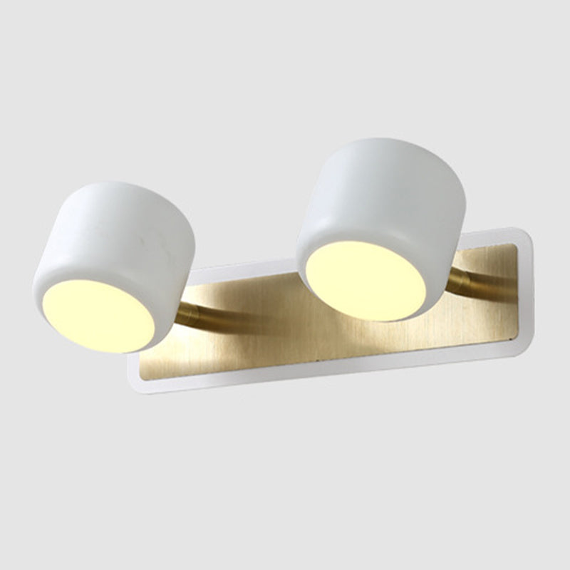 Nordic Style Drum Vanity Lamp Metal Bathroom Rotatable LED Wall Light Fixture