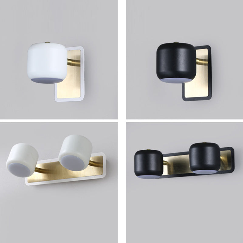 Nordic Style Drum Vanity Lamp Metal Bathroom Rotatable LED Wall Light Fixture