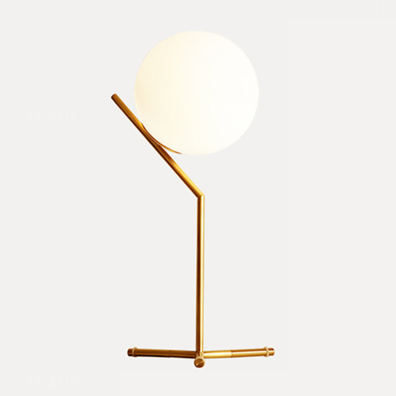 Lampada da scrivania in vetro in stile moderno Lampade da tavolo per negozio di caffè con paralume a globo bianco