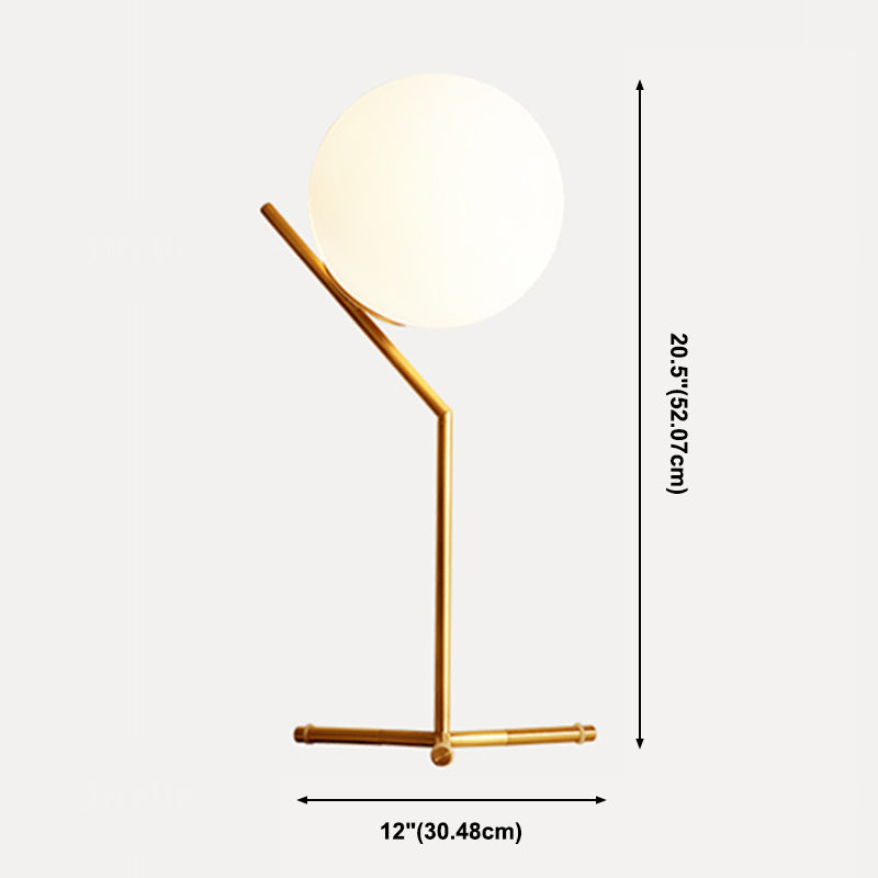 Lampada da scrivania in vetro in stile moderno Lampade da tavolo per negozio di caffè con paralume a globo bianco