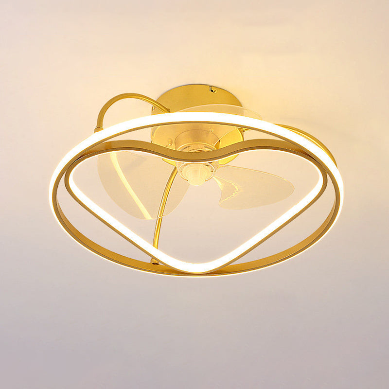 Cartoon Love Heart Led Lüfter Leichtes Acrylschlafzimmer Halbflush Mount Decke mit Metallring