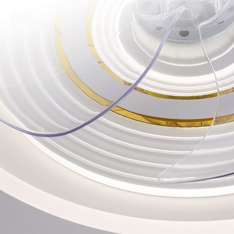 Weißer Kreis LED Deckenventilator Leichte stilvolle nordische Acryl -Halbflush -Halterung für Schlafzimmer