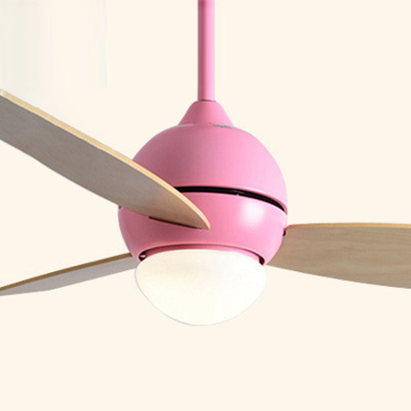 36" Globe Pendant Fan Light Macaron Metal Kids Bedroom LED Semi Flush Light with 3 Blades