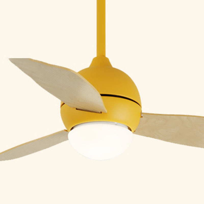36" Globe Pendant Fan Light Macaron Metal Kids Bedroom LED Semi Flush Light with 3 Blades