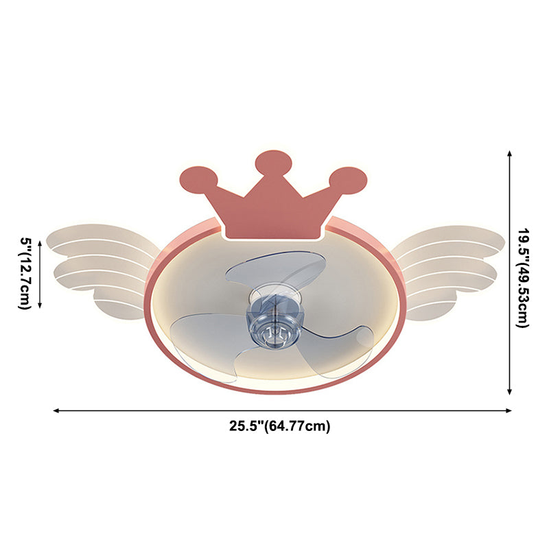 Acryl ventilator plafond lichtvleugel en kroon cartoon led semi-flush mount licht voor babykamer