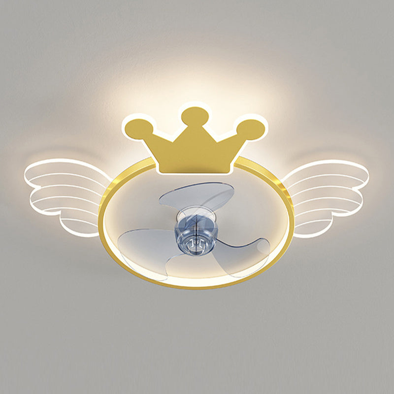 Acryl ventilator plafond lichtvleugel en kroon cartoon led semi-flush mount licht voor babykamer