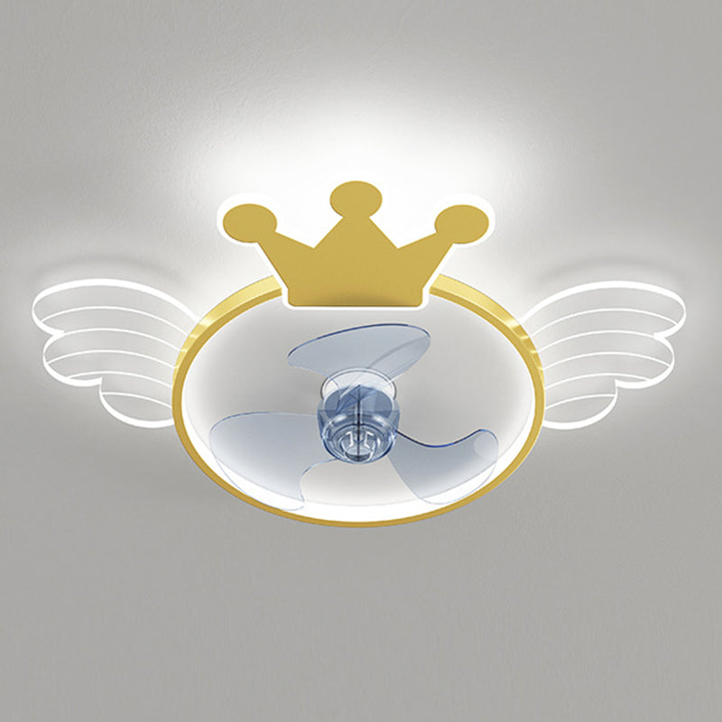 Acryl ventilator plafond lichtvleugel en kroon cartoon led semi-flush mount licht voor babykamer