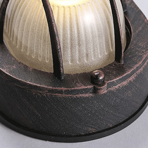 Plafoniera da soffitto per lampada da parete in vetro a coste bianco satinato industriale a luce ovale a lampadina singola per esterni