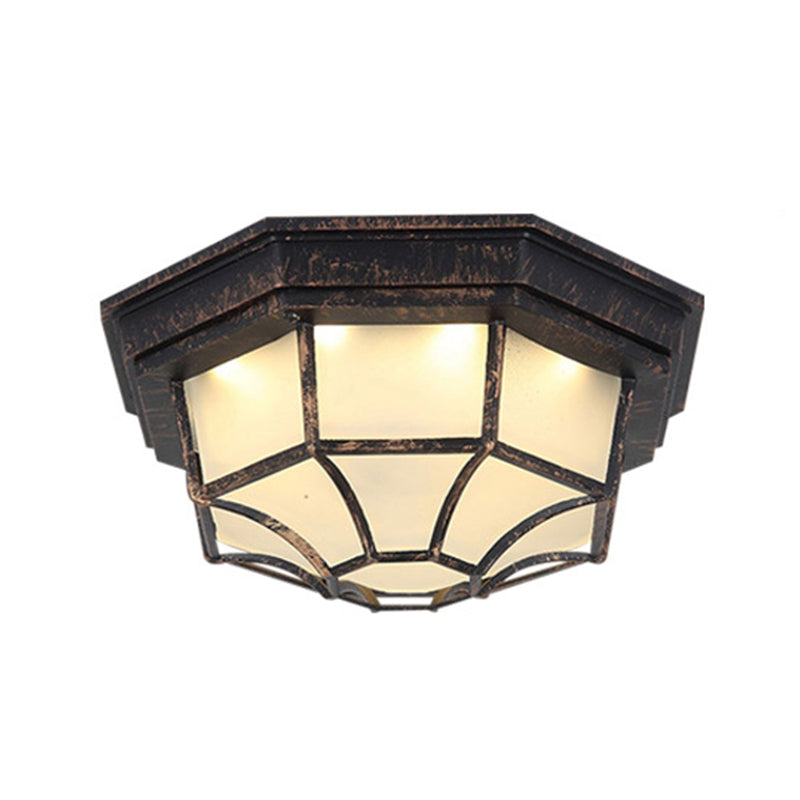 Retro Geometric Flush Mount Lamp Metallic LED Ceiling Light for Outdoor
