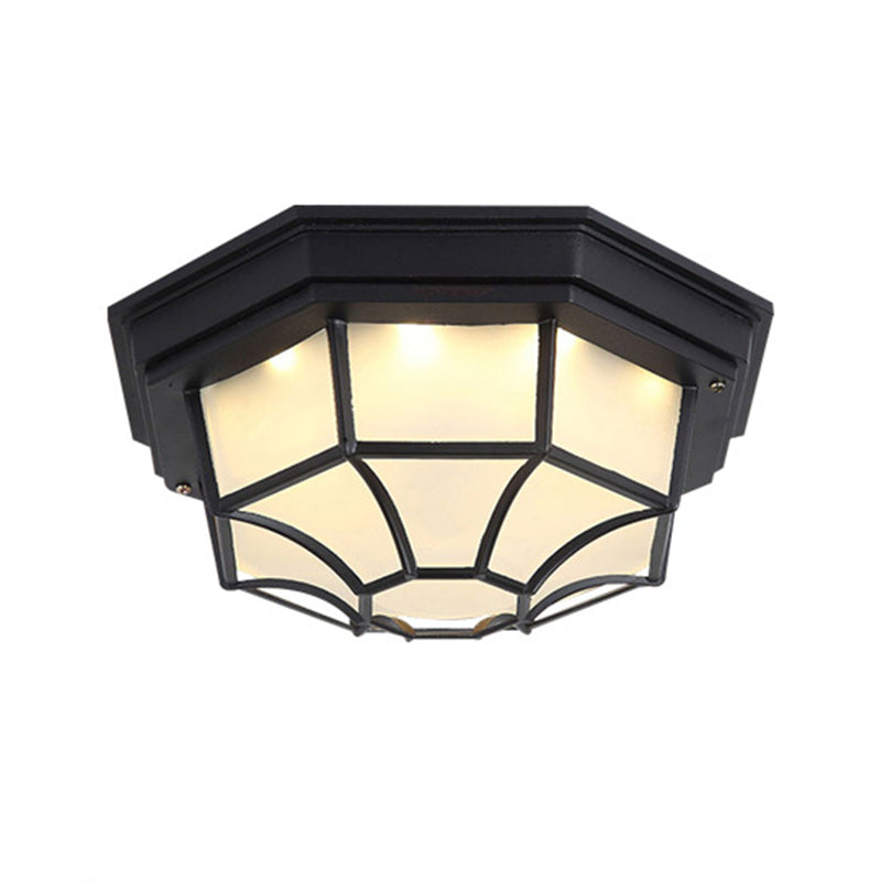 Retro Geometric Flush Mount Lamp Metallic LED Ceiling Light for Outdoor