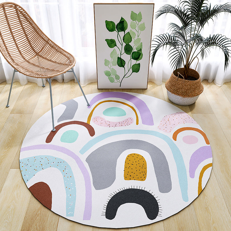 Light Pink Striped Rug PVC Minimalist Rug Non-Slip Backing Rug for Home Decor