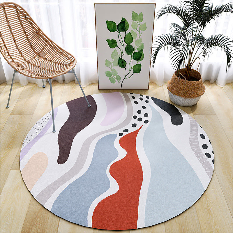 Light Pink Striped Rug PVC Minimalist Rug Non-Slip Backing Rug for Home Decor