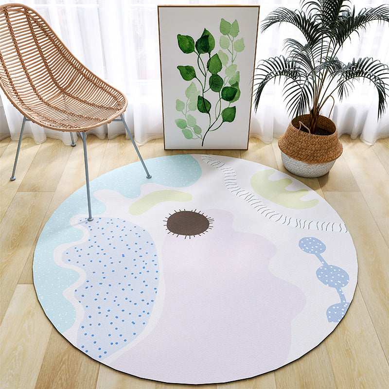 Light Pink Striped Rug PVC Minimalist Rug Non-Slip Backing Rug for Home Decor