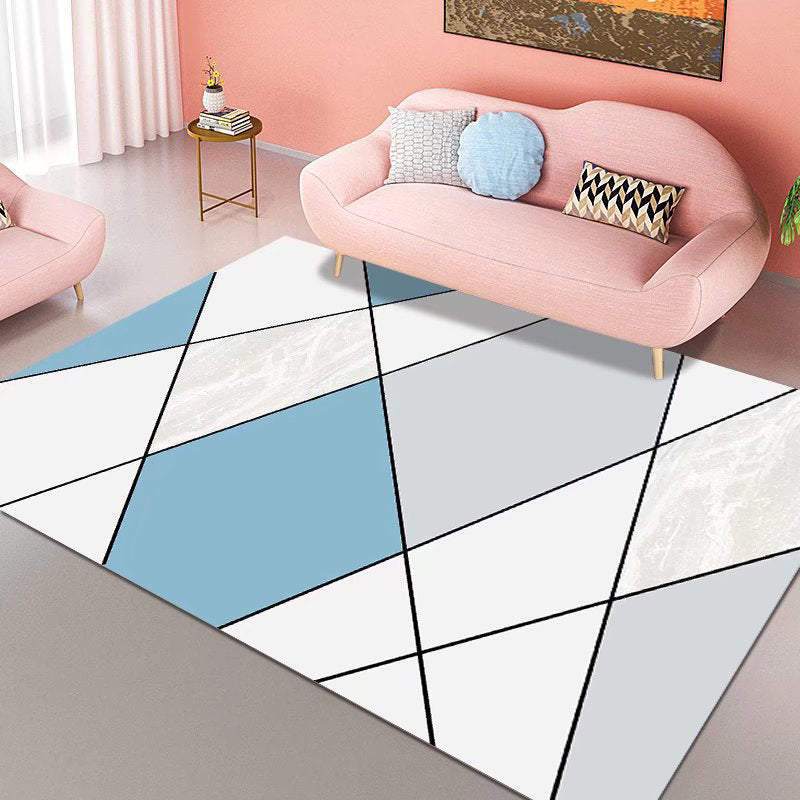 Black Contemporary Rug Polyester Color Lump Rug Non-Slip Backing Rug for Living Room