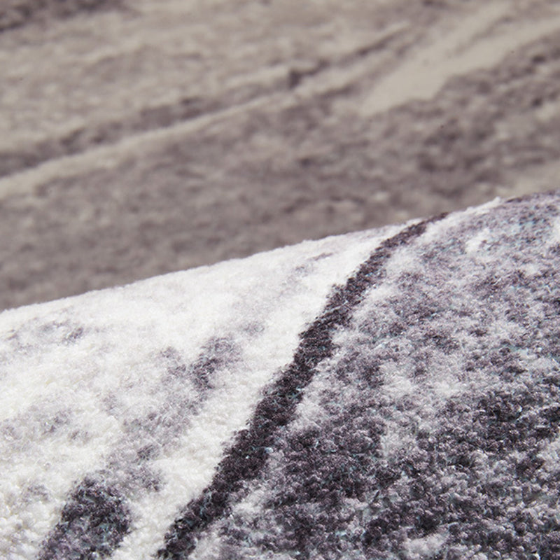 Grey Modern Area Rug Abstract Pattern Polyester Area Carpet Easy Care Rug for Home Decor