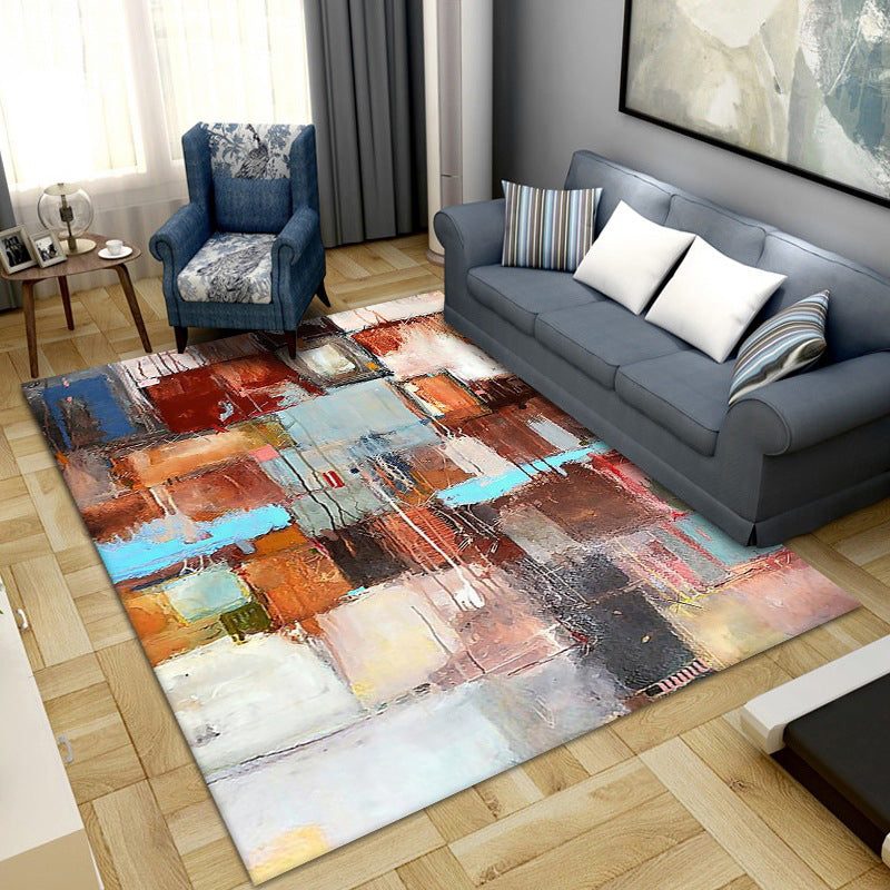 Yellow Modern Rug Polyester Abstract Graphic Rug Non-Slip Backing Rug for Living Room