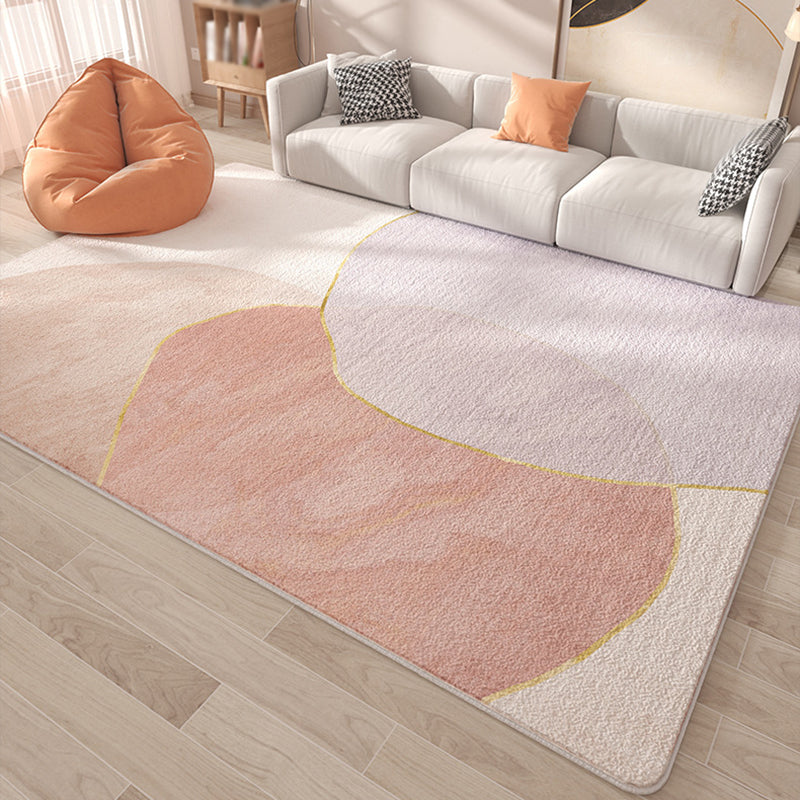 Pink Modern Rug Polyester Color Lump Rug Washable Area Rug for Living Room
