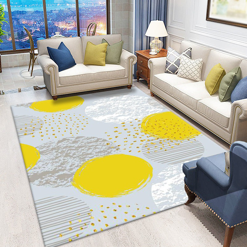 Gold Modern Rug Polyester Striped Indoor Rug Stain Resistant Rug for Living Room
