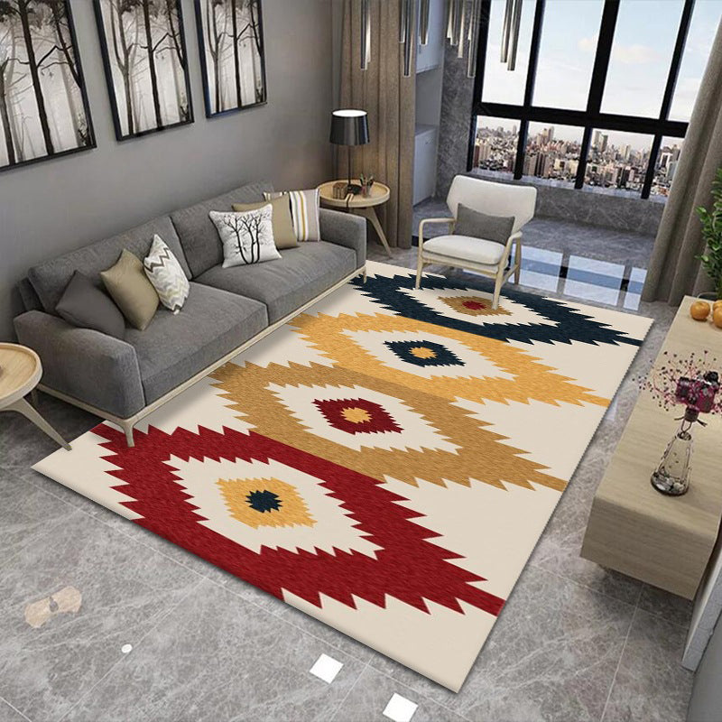 Gold Modern Rug Polyester Striped Indoor Rug Stain Resistant Rug for Living Room