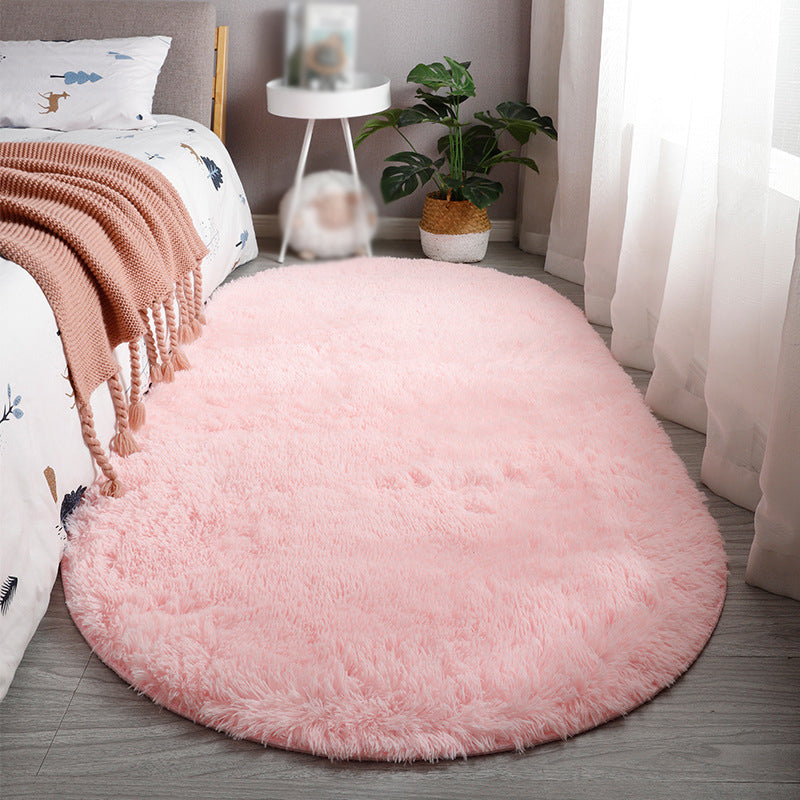 Contemporary Indoor Rug Modern Plain Rug Polyester Washable Anti-Slip Shag Rug for Living Room