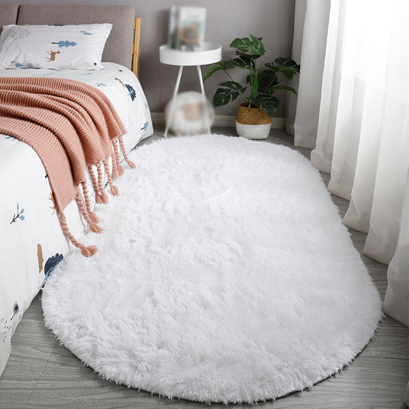 Contemporary Indoor Rug Modern Plain Rug Polyester Washable Anti-Slip Shag Rug for Living Room