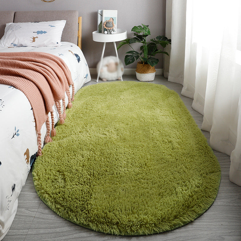 Contemporary Indoor Rug Modern Plain Rug Polyester Washable Anti-Slip Shag Rug for Living Room