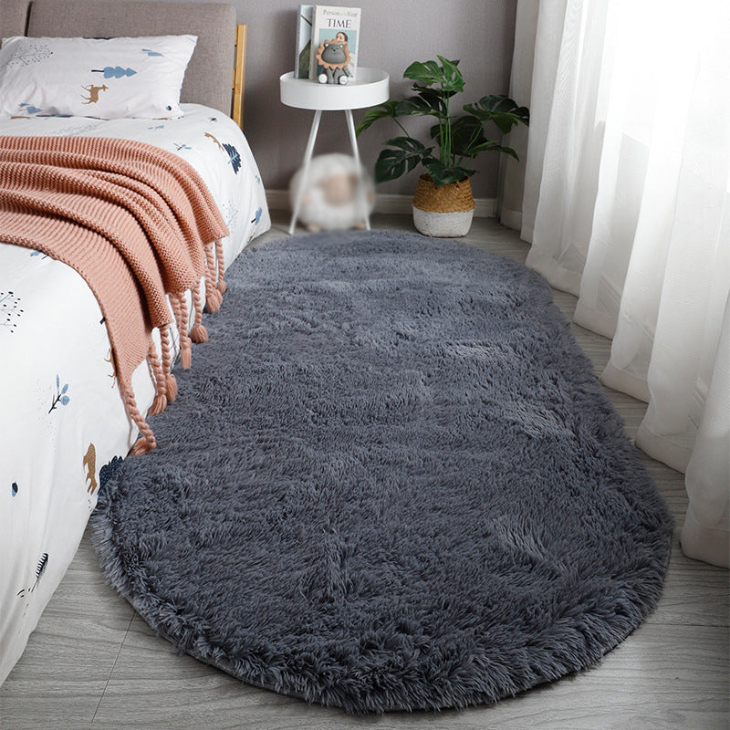 Contemporary Indoor Rug Modern Plain Rug Polyester Washable Anti-Slip Shag Rug for Living Room