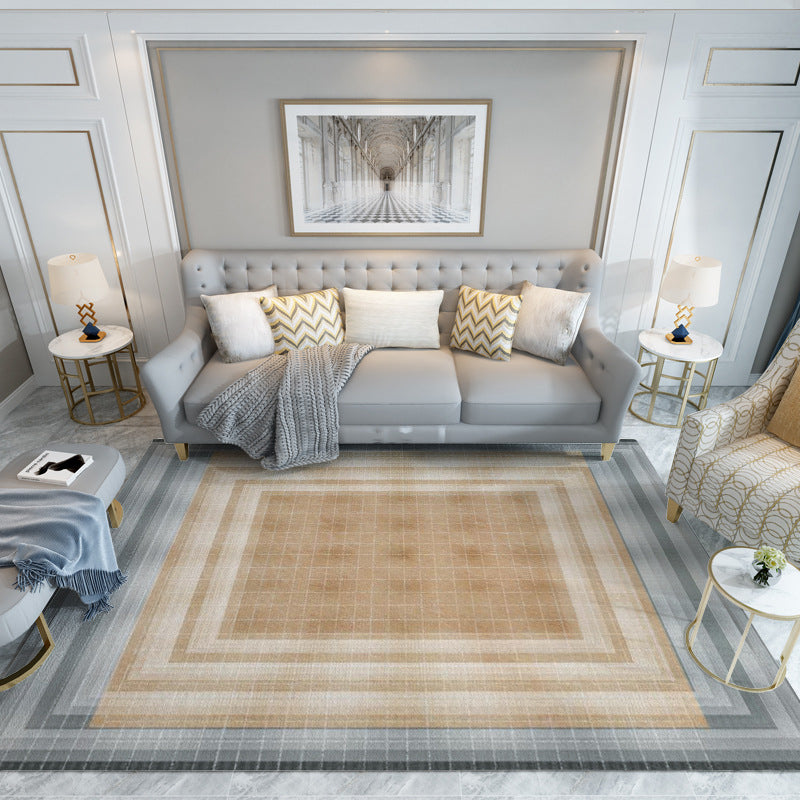 Light Brown Rug Polyester Cube Rug Washable Indoor Rug for Home Decoration