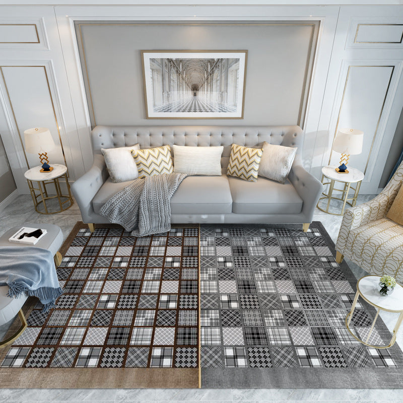 Light Brown Rug Polyester Cube Rug Washable Indoor Rug for Home Decoration