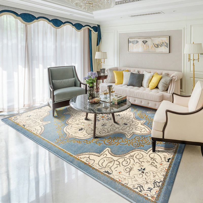 Traditional Area Carpet Bohemian Polyester Carpet Medallion Pattern Stain Resistant Rug for Bedroom