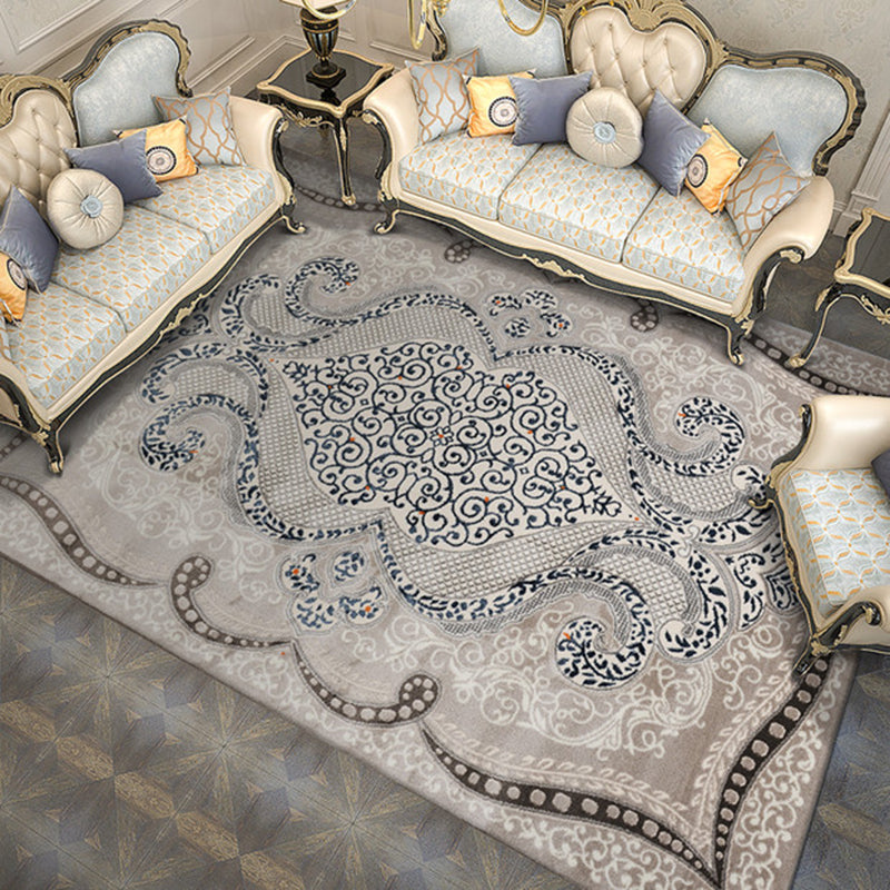 Traditional Area Carpet Bohemian Polyester Carpet Medallion Pattern Stain Resistant Rug for Bedroom